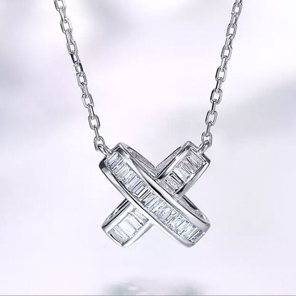 💥 X Shape Link Chain Factory Price Zircon Delicate Fashion Necklace, EVGG1098 - Picture 1 of 3